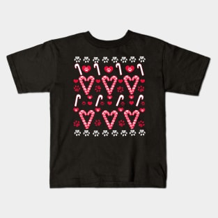 Christmas candies made of paw print black Kids T-Shirt